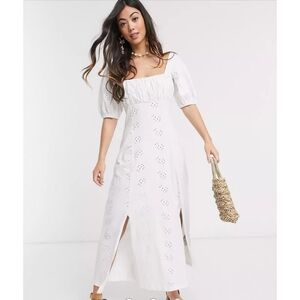 ASOS Maternity Square Neck Prarie Maxi Dress with Front Slits Sz 6